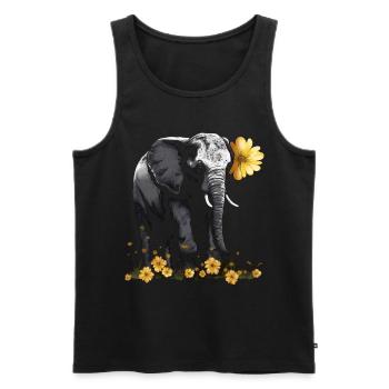 Elefant Tier Geschenk Afrika Kunst Blumen - Männer Premium Bio Tank Top - Schwarz - Vorne - AI Model Male 178 light (178cm)