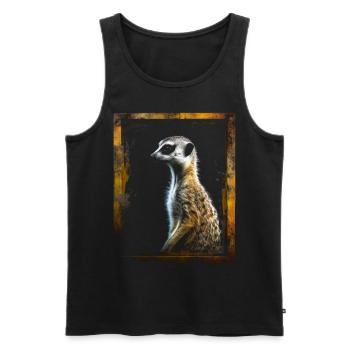 Erdmännchen Geschenk Tier Tiermotiv Kunst Bunt - Männer Premium Bio Tank Top - Schwarz - Vorne - Michal (187cm)