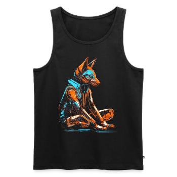 Fox Animal Lover Gift Motif animal sauvage - Débardeur bio Premium Homme - noir - Devant - AI Model Male 178 light (178cm)