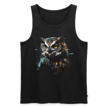 Hibou Nuit Oiseau Oiseau Animal Cadeau Art - Débardeur bio Premium Homme - noir - Devant - AI Model Male 178 light (178cm)