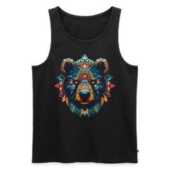 Bear Mandala Artwork Gift Animal Art Forest - Men's Premium Organic Tank Top - black - Front - AI Model Male 178 light (178cm)