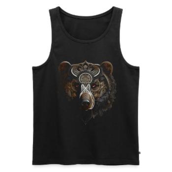 Bear Mandala Fantasy Creative Gift Animal Motif - Men's Premium Organic Tank Top - black - Front - AI Model Male 178 light (178cm)
