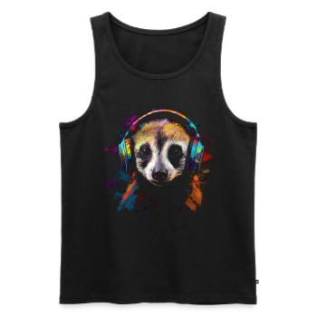 Suricates Casque Animal Music Art Musicien - Débardeur bio Premium Homme - noir - Devant - Michal (187cm)