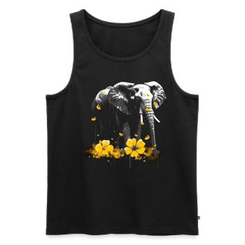 Elefant Tier Geschenk Afrika Kunst Blumen - Männer Premium Bio Tank Top - Schwarz - Vorne - AI Model Male 178 light (178cm)