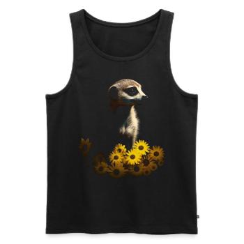 Erdmännchen Geschenk Tier Anime Blumen Süß Knuffig - Männer Premium Bio Tank Top - Schwarz - Vorne - Michal (187cm)