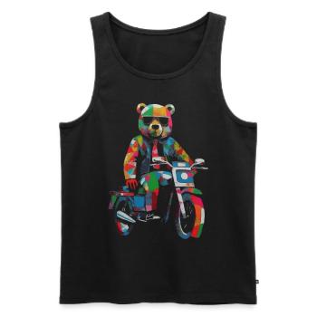 Bear Motorcycle Polar Bear Cool Animal Colorful Sunglasses - Men's Premium Organic Tank Top - black - Front - Michal (187cm)