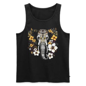 Elefant Tier Geschenk Afrika Kunst Blumen - Männer Premium Bio Tank Top - Schwarz - Vorne - AI Model Male 178 light (178cm)