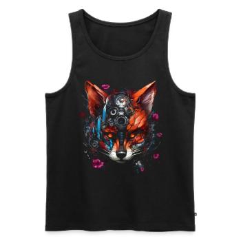 Fuchs Tierliebhaber Geschenk Tier Blumen - Männer Premium Bio Tank Top - Schwarz - Vorne - AI Model Male 178 light (178cm)