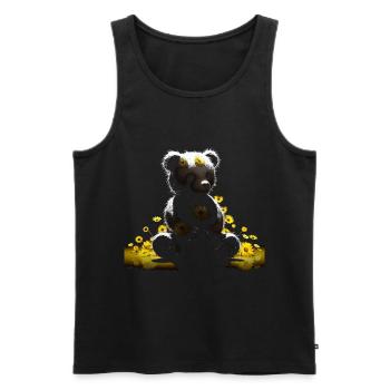 Bear Cute Flower Art Gift Animal Motif - Men's Premium Organic Tank Top - black - Front - AI Model Male 178 light (178cm)