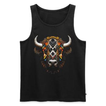 Bison Bunt Tiere Geschenkidee Weihnachtsgeschenk - Männer Premium Bio Tank Top - Schwarz - Vorne - Michal (187cm)