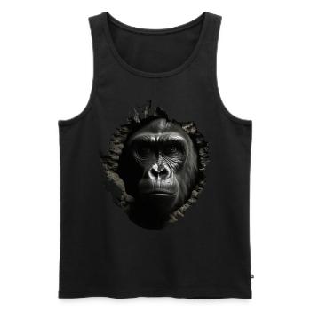 Monkey Wall Hole Gift Man Animal Gorilla - Men's Premium Organic Tank Top - black - Front - AI Model Male 178 light (178cm)