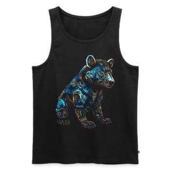 Bear Mandala Art Fantasy Artwork Animal Motif - Men's Premium Organic Tank Top - black - Front - AI Model Male 178 light (178cm)