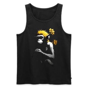 Monkey Flower Primate Chimpanzee Animal Lover Anime - Men's Premium Organic Tank Top - black - Front - AI Model Male 178 light (178cm)