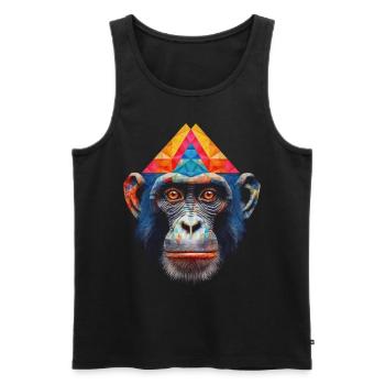 Affe Polygon Bunt Zoo Tierisch Tier Geschenk Frau - Männer Premium Bio Tank Top - Schwarz - Vorne - AI Model Male 178 light (178cm)