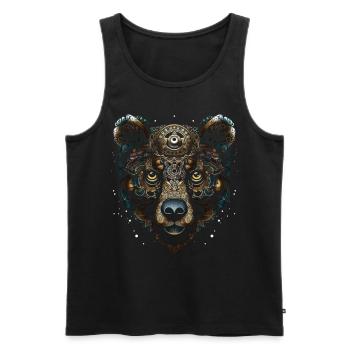 Bear Mandala Fantasy Creative Gift Animal Motif - Men's Premium Organic Tank Top - black - Front - AI Model Male 178 light (178cm)