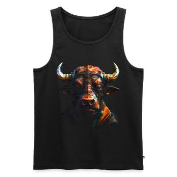 Bison Polygon Bunt Waldtiere Tier Geschenk Tiere - Männer Premium Bio Tank Top - Schwarz - Vorne - Michal (187cm)
