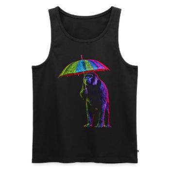 Affe Regenschirm Bunt Kreativ Zoo Tier Geschenk - Männer Premium Bio Tank Top - Schwarz - Vorne - AI Model Male 178 light (178cm)