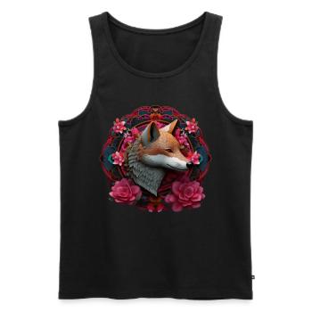 Renard Amoureux des Animaux Cadeau Fleurs Animales - Débardeur bio Premium Homme - noir - Devant - AI Model Male 178 light (178cm)