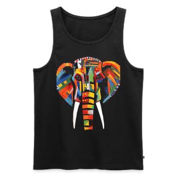 éléphant animal cadeau Afrique art oeuvre colorée - Débardeur bio Premium Homme - noir - Devant - AI Model Male 178 light (178cm)