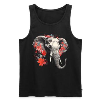 Elefant Tier Geschenk Afrika Kunst Blumen - Männer Premium Bio Tank Top - Schwarz - Vorne - AI Model Male 178 light (178cm)