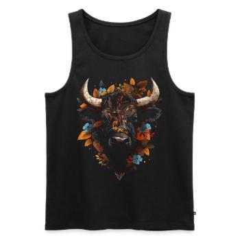 Bison Artwork Colorful Autumn Leaves Animal Animal Motif - Men's Premium Organic Tank Top - black - Front - Michal (187cm)