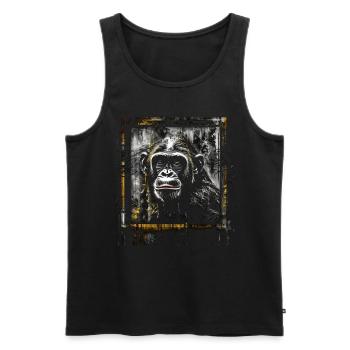 Affe Fenster Kunst Kunstwerk Geschenk Tier Motiv - Männer Premium Bio Tank Top - Schwarz - Vorne - AI Model Male 178 light (178cm)