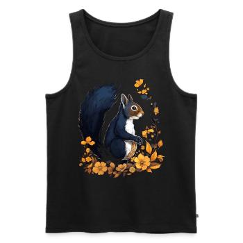 Eichhörnchen Blumen Kunst Geschenk Wald Tier - Männer Premium Bio Tank Top - Schwarz - Vorne - AI Model Male 178 light (178cm)