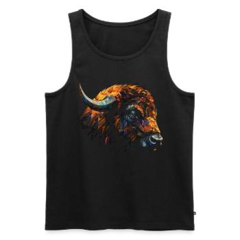 Bison Polygon Bunt Waldtiere Tier Geschenk Tiere - Männer Premium Bio Tank Top - Schwarz - Vorne - Michal (187cm)