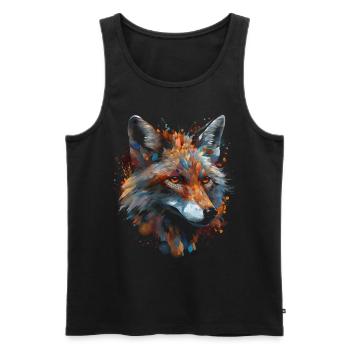 Fox Animal Lover Gift Motif animal sauvage - Débardeur bio Premium Homme - noir - Devant - AI Model Male 178 light (178cm)