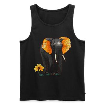 Elefant Tier Geschenk Afrika Kunst Blumen - Männer Premium Bio Tank Top - Schwarz - Vorne - AI Model Male 178 light (178cm)
