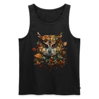 Hibou Nuit Oiseau Oiseau Animal Cadeau Art - Débardeur bio Premium Homme - noir - Devant - AI Model Male 178 light (178cm)