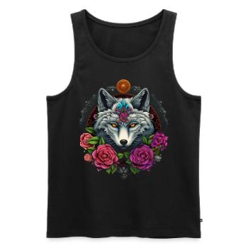 Fuchs Tierliebhaber Geschenk Tier Blumen - Männer Premium Bio Tank Top - Schwarz - Vorne - Michal (187cm)