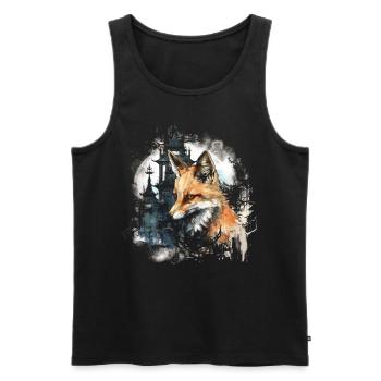 Fox Animal Lover Gift Motif animal sauvage - Débardeur bio Premium Homme - noir - Devant - AI Model Male 178 light (178cm)