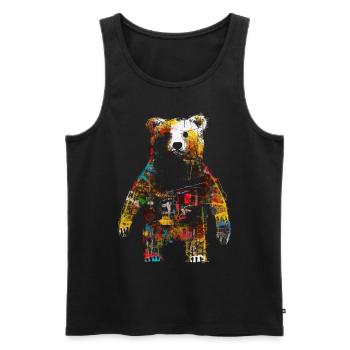 Bear Artwork Animal Bear Gift Animal Motif Art - Men's Premium Organic Tank Top - black - Front - AI Model Male 178 light (178cm)