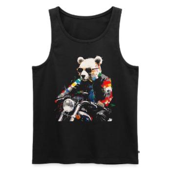 Bear Motorcycle Polar Bear Cool Animal Colorful Sunglasses - Men's Premium Organic Tank Top - black - Front - Michal (187cm)