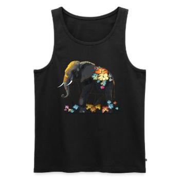 Elefant Tier Geschenk Afrika Kunst Blumen - Männer Premium Bio Tank Top - Schwarz - Vorne - AI Model Male 178 light (178cm)