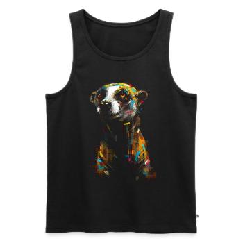 Erdmännchen Geschenk Tier Tiermotiv Kunst Bunt - Männer Premium Bio Tank Top - Schwarz - Vorne - Michal (187cm)