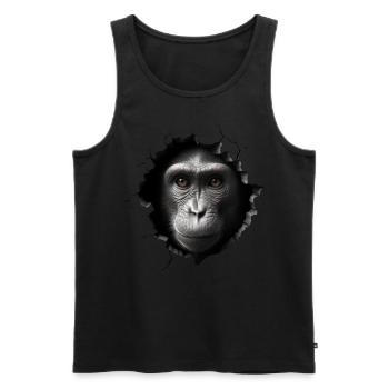 Affe Wand Loch Geschenk Mann Tier Tiermotiv Motiv - Männer Premium Bio Tank Top - Schwarz - Vorne - AI Model Male 178 light (178cm)