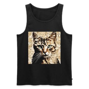 Cat made of paper - Artful cat motif - Men's Premium Organic Tank Top - black - Front - Michal (187cm)