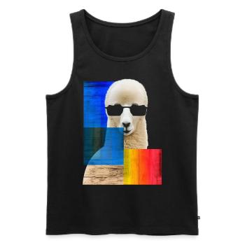 Alpaca Animal Sunglasses Graphic Motif Cute L - Men's Premium Organic Tank Top - black - Front - AI Model Male 178 light (178cm)