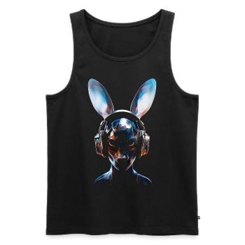 Anime Casque Art Graphiques Humain Lapin - Débardeur bio Premium Homme - noir - Devant - AI Model Male 178 light (178cm)