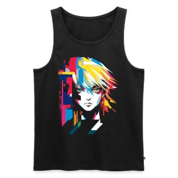 Anime Formes géométriques Art Graphique Femmes Port - Débardeur bio Premium Homme - noir - Devant - AI Model Male 178 light (178cm)