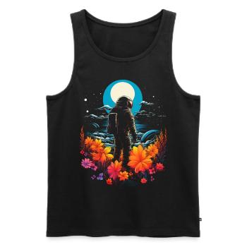 Astronaut Floral Artwork Nature Graphic Motif Astr - Men's Premium Organic Tank Top - black - Front - AI Model Male 178 light (178cm)