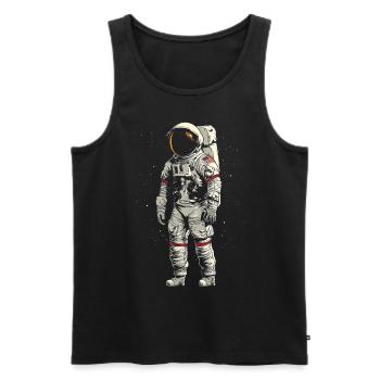 Astronaute Oeuvre Dessin Illustration Graphique - Débardeur bio Premium Homme - noir - Devant - Michal (187cm)