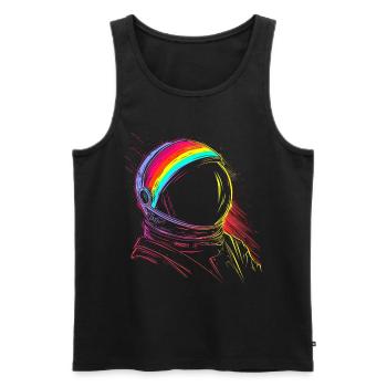 Astronaut Colorful Art Fantasy Drawing Motif Branch - Men's Premium Organic Tank Top - black - Front - Michal (187cm)