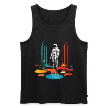 Astronaut Geometrisch Kunst Buntes Motiv Kunstwerk - Männer Premium Bio Tank Top - Schwarz - Vorne - Michal (187cm)