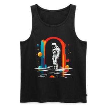 Astronaut Buntes Kunstwerk Geometrisches Motiv Ast - Männer Premium Bio Tank Top - Schwarz - Vorne - AI Model Male 178 light (178cm)