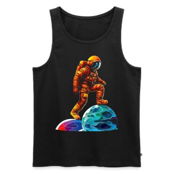 Astronaut Geometrisch Kunst Buntes Motiv Astronaut - Männer Premium Bio Tank Top - Schwarz - Vorne - AI Model Male 178 light (178cm)