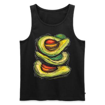 Avocado Colorful Art Drawing Print Graphic Avocado - Men's Premium Organic Tank Top - black - Front - AI Model Male 178 light (178cm)