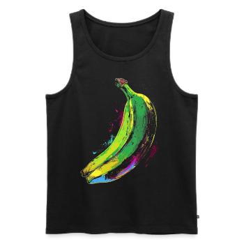 Banane Malerei Kunst Obst Grafik Motiv Banane - Männer Premium Bio Tank Top - Schwarz - Vorne - AI Model Male 178 light (178cm)